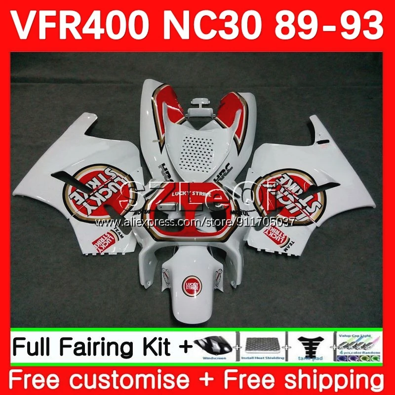 Lucky Strike VFR400R For HONDA RVF VFR 400 VFR400 R RR 400R 89 90 91 92 93 64No.23 NC30 RVF400R 1989 1990 1991 1992 1993 Fairing