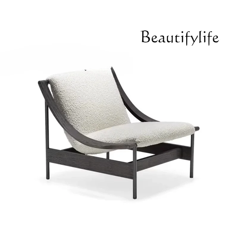 

A44 Nordic solid wood single sofa designer creative special-shaped new hotel leisure recliner sofa