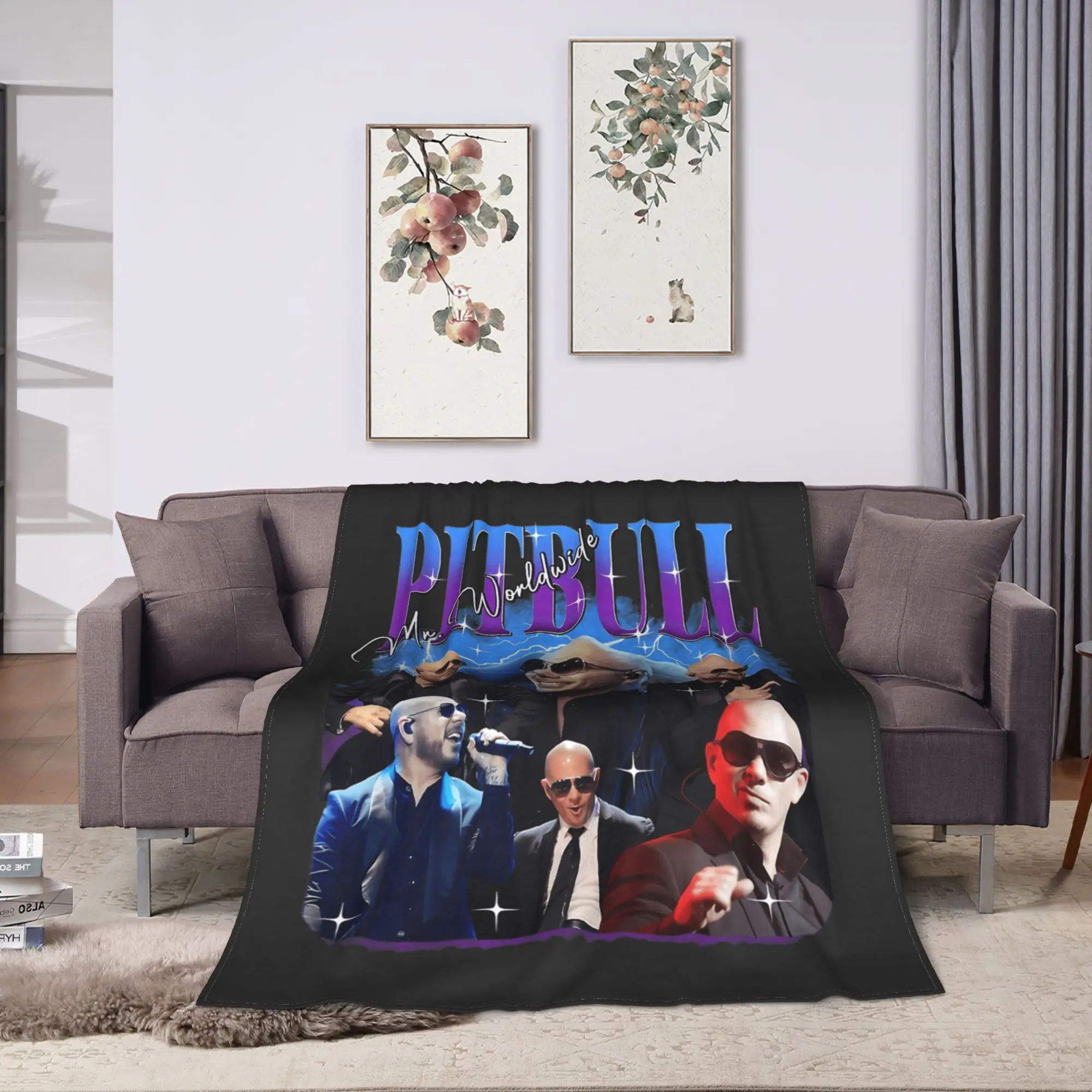 Mr Worldwide Pitbull Plush Blanket Children  Flannel Throw Blanket For Couch Chair Sofa Bed Warm Design Quality Bedspread Idea