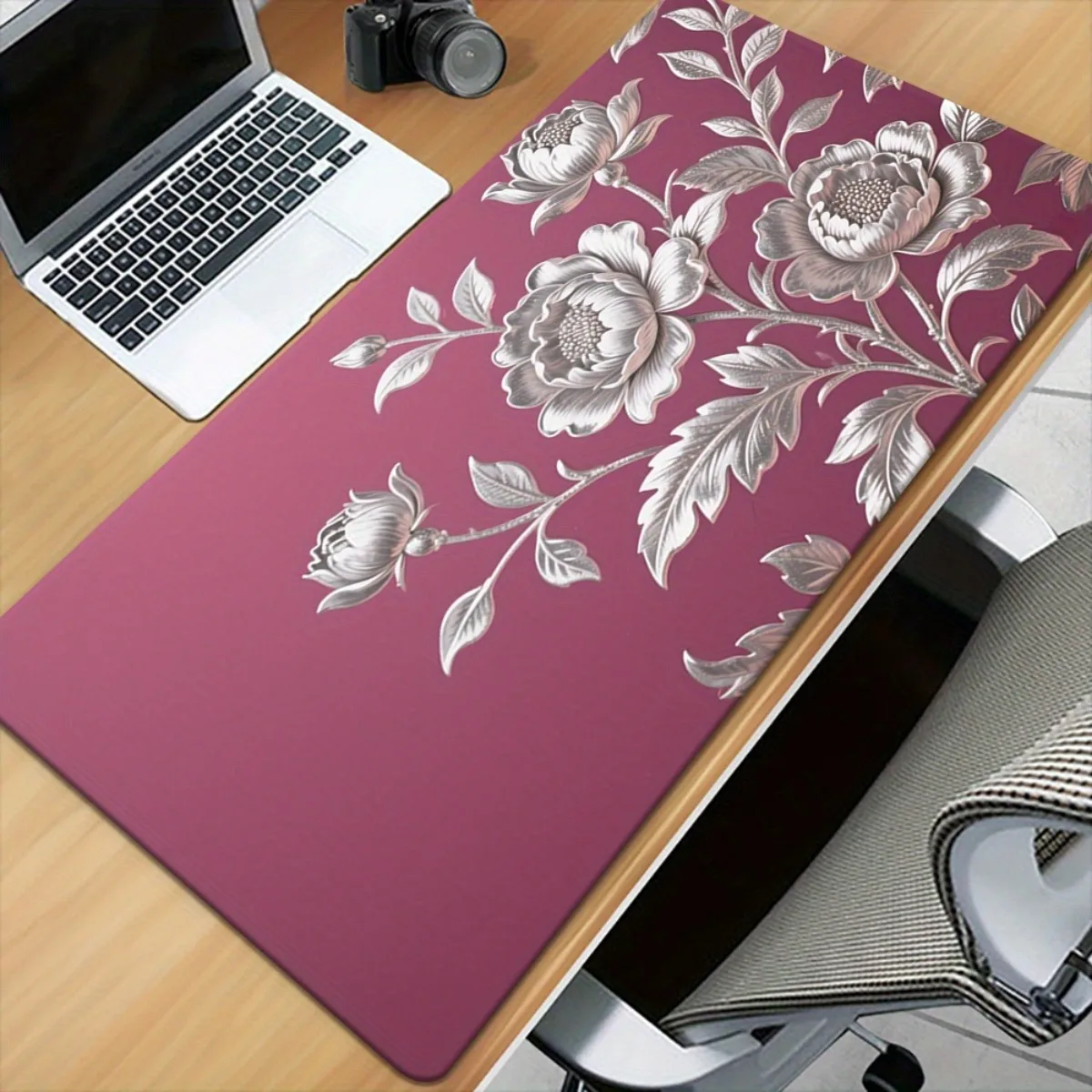 

1 шт. Прочный резиновый нескользящий коврик для мыши с розовым цветочным дизайном, толстый, с мягкой подкладкой, для офиса и игровой зоны