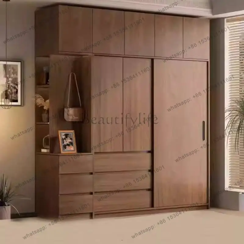 PG Hanging Clothes Wardrobe Sliding Doors Vintage Storage Cabinets Wardrobe Bedroom Drawers Tall Armario Furniture For Home
