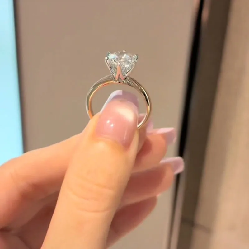 منتج حقيقي فيديو مختبر تزايد خاتم الماس جولة D اللون 1 2 3Ct الصلبة 14K خاتم الذهب الأصفر خاتم الزواج مصنع صنع