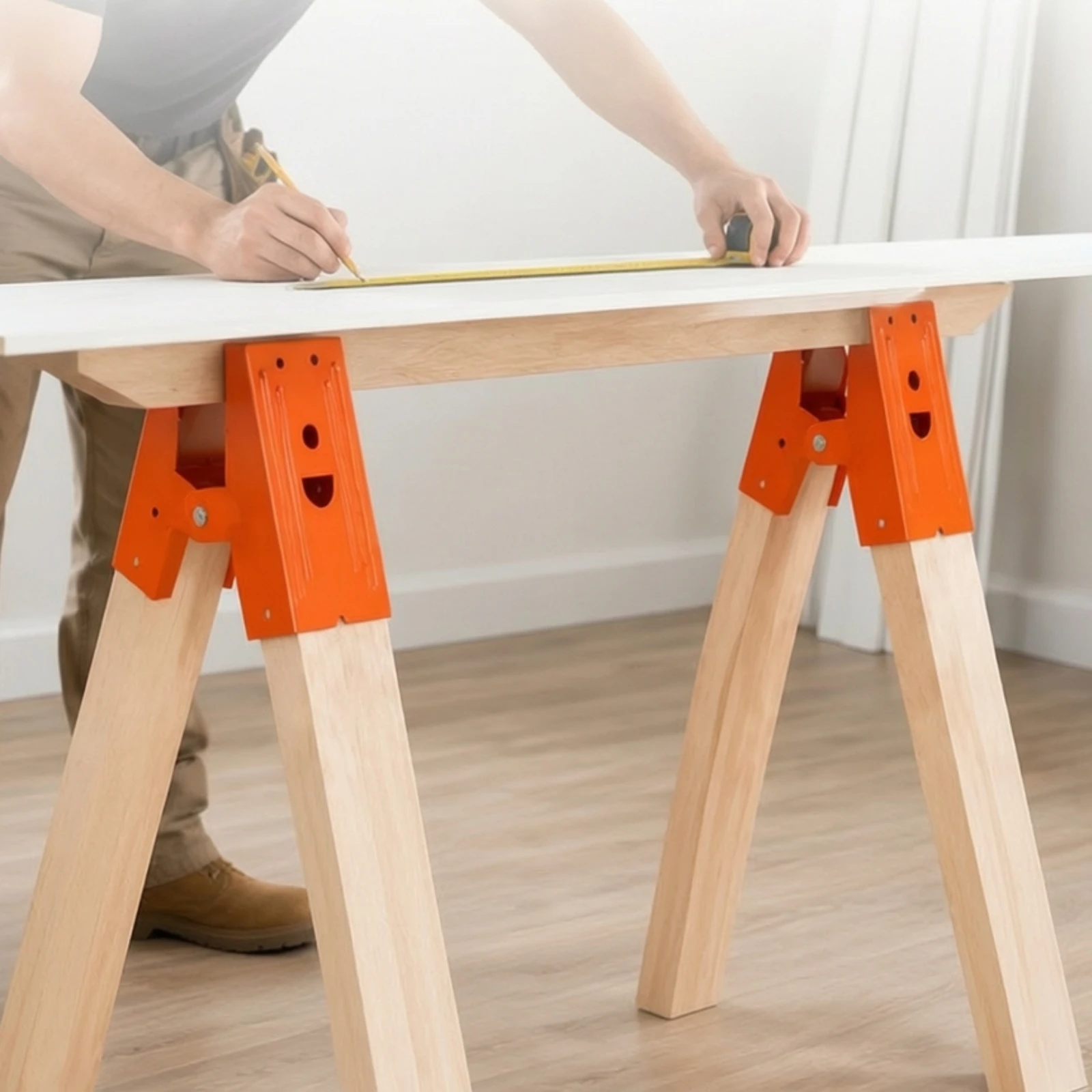 2 Pieces Woodworking Sawhorse Clamp Bracket Space-Saving Sawhorse Clamp Bracket with Toothed Clamping Areas Long-Lasting Heavy