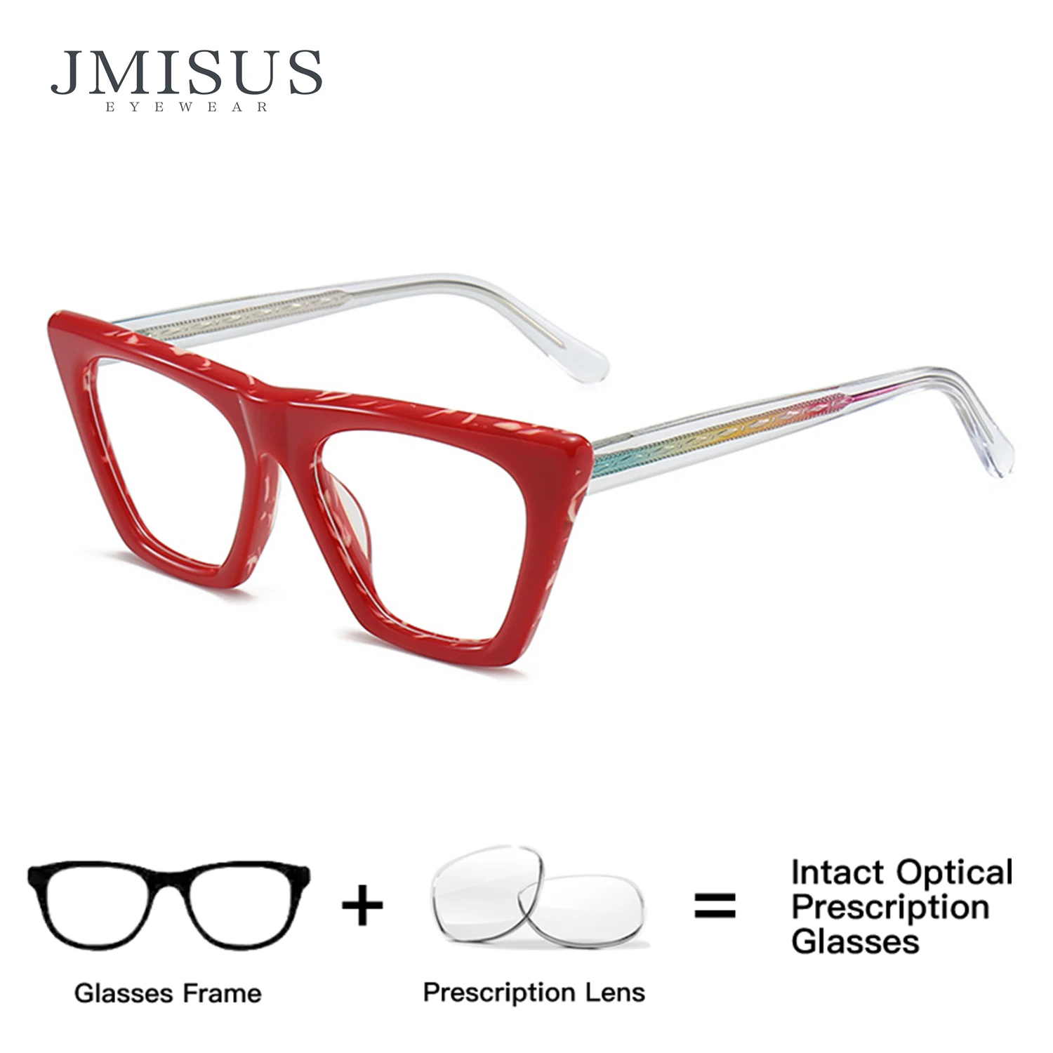 

JMISUS Women Square Progressive Multifocal Glasses Colorful Handmade Frame With Prescription Lenses Multiple Colors Available