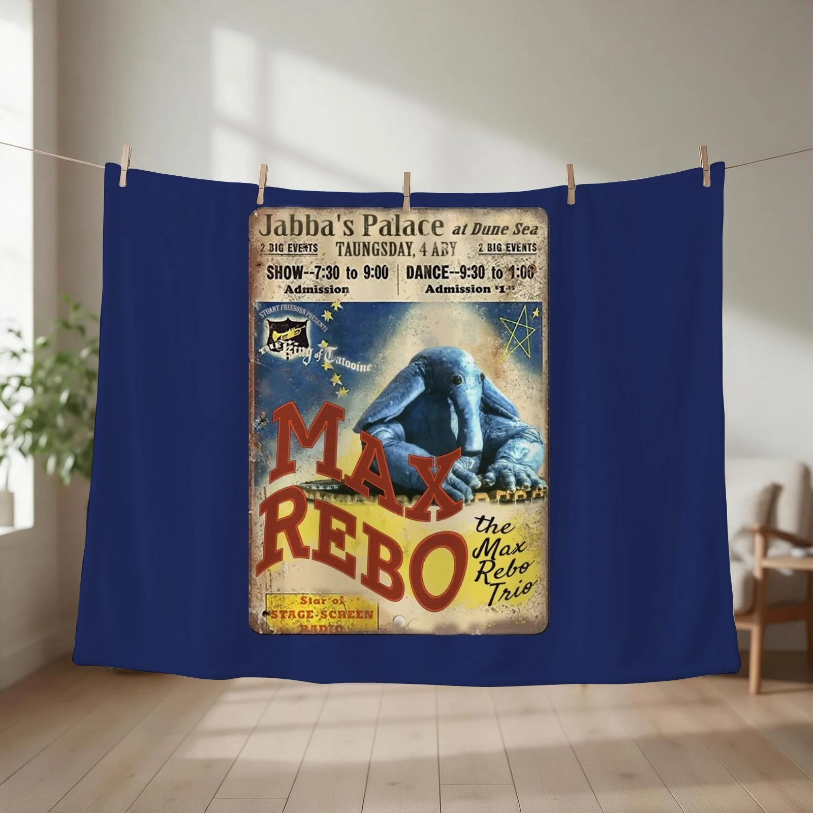 Vintage Style Fan Art Max Rebo Concert Poster Throw Blanket couch cozy soft plush fuzzy picnic outdoor blanket