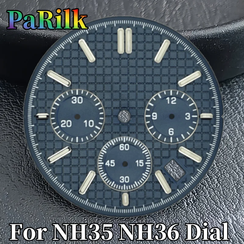 PaRilk Black Blue Dark Green Gray 31.5mm VK63 Watch Dial With Green Luminous Fit VK63 Quartz Movement Replacement Watch Part - Image 5