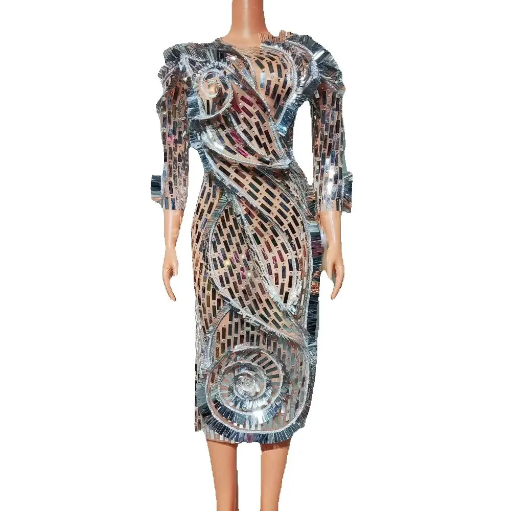 반짝이는 라인스톤 스팽글 드레스 여성 섹시 파티 생일 드레스 사진 촬영 의상 공연 무대 의상