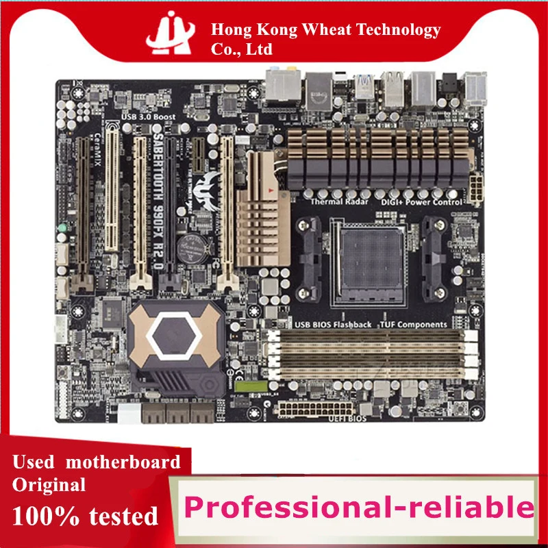 For  AMD 990X SABERTOOTH 990FX R2.0 motherboard Used original Socket AM3+ AM3 DDR3 32GB USB2.0 USB3.0 SATA3 Desktop Mainboard