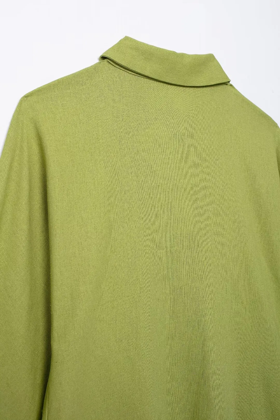 Tangada 2024 Women Green Cotton Linen Blouse Shirt Chic Female Loose Top 3H0200