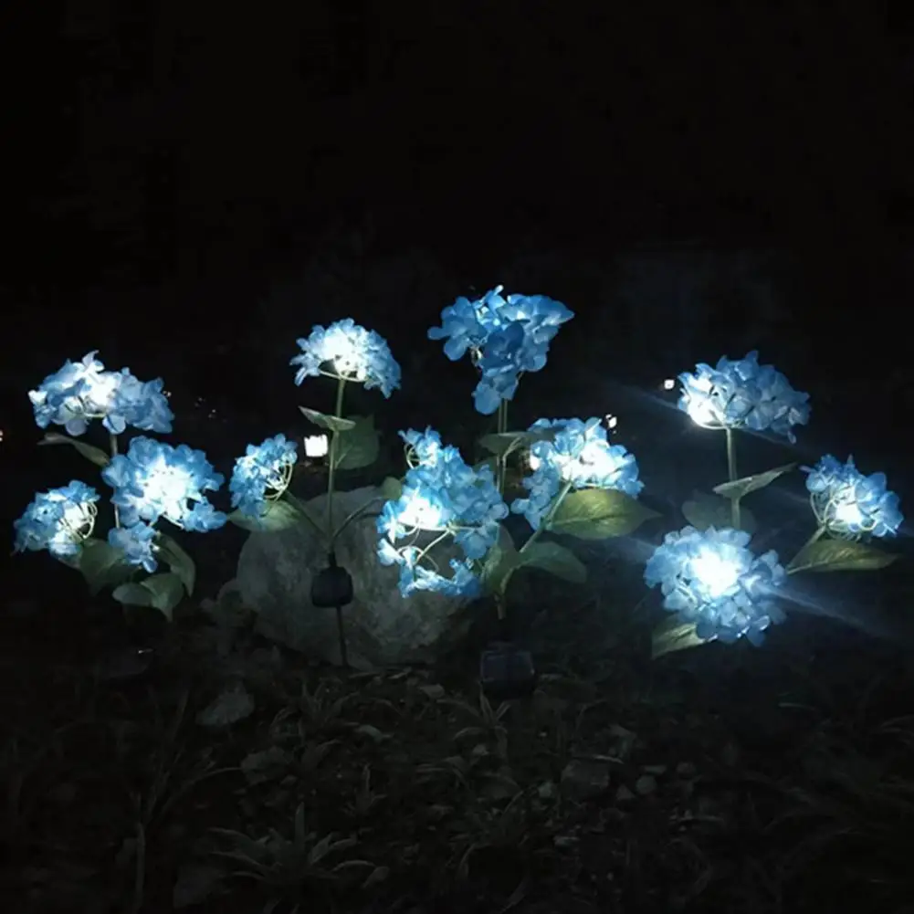 Luces solares para jardín, luces para exteriores resistentes a la intemperie, luces solares para jardín con forma de hortensia, luces LED impermeables para exteriores con forma de flor