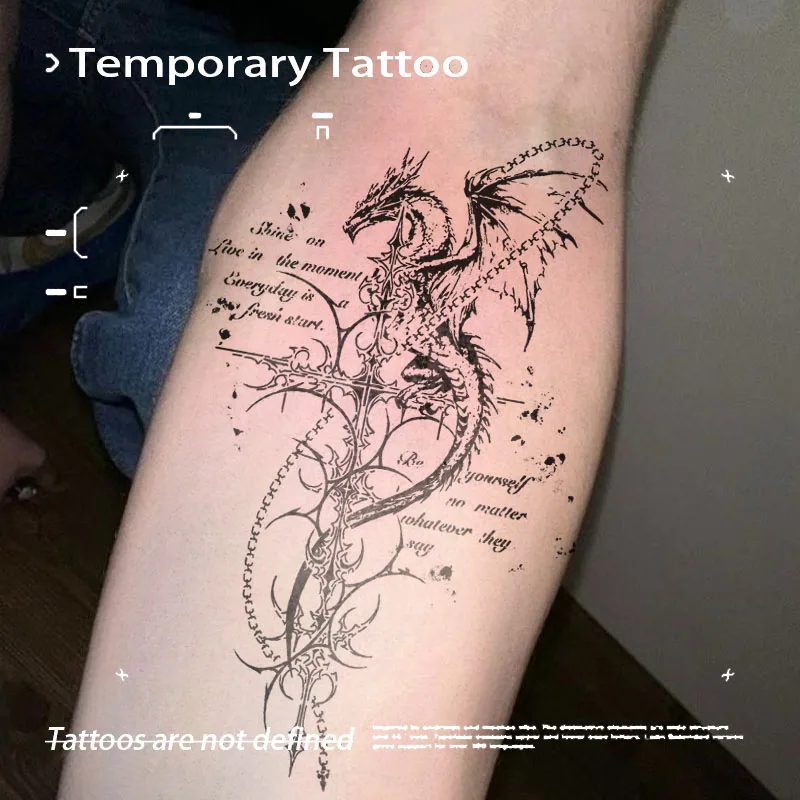 

Временная татуировка-наклейка с американским тотемным крестом и драконом, водонепроницаемая, для сексуальных девушек, подарок для вечеринки, Y2K