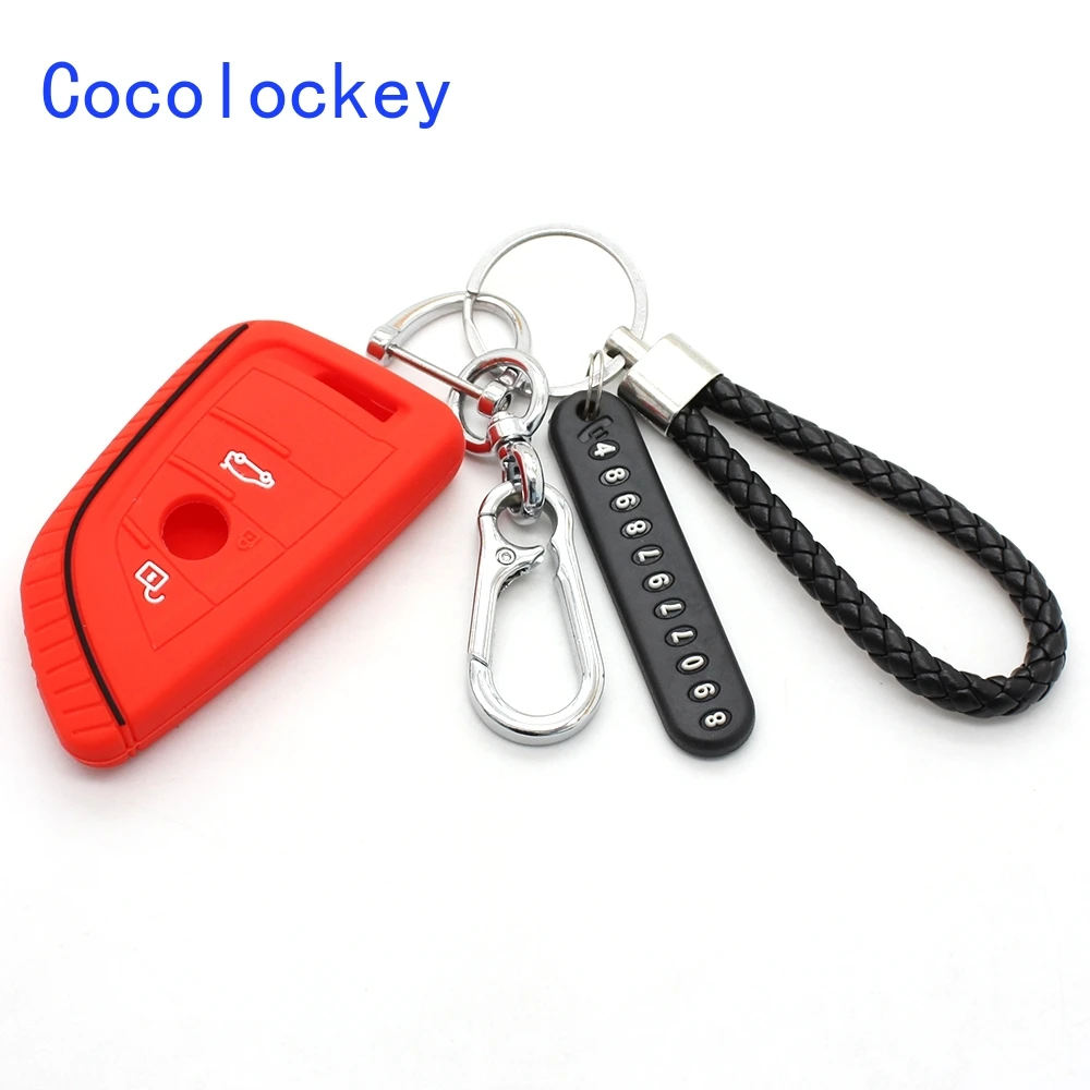 

Cocolockey Silicone Key Cover with Key Chain for BMW F10 F15 F16 F20 F30 F48 G30 Z4 M5 X1 X2 X3 X4 X5 X6 X7 Series 1 3 5 2 7 6