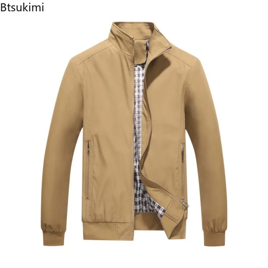 2024 Men's Lightweight Versatile Jacket Fashion Stand Collar Casual Business Jacket Zip Up Coats with Pocket Men Windproof Coats
