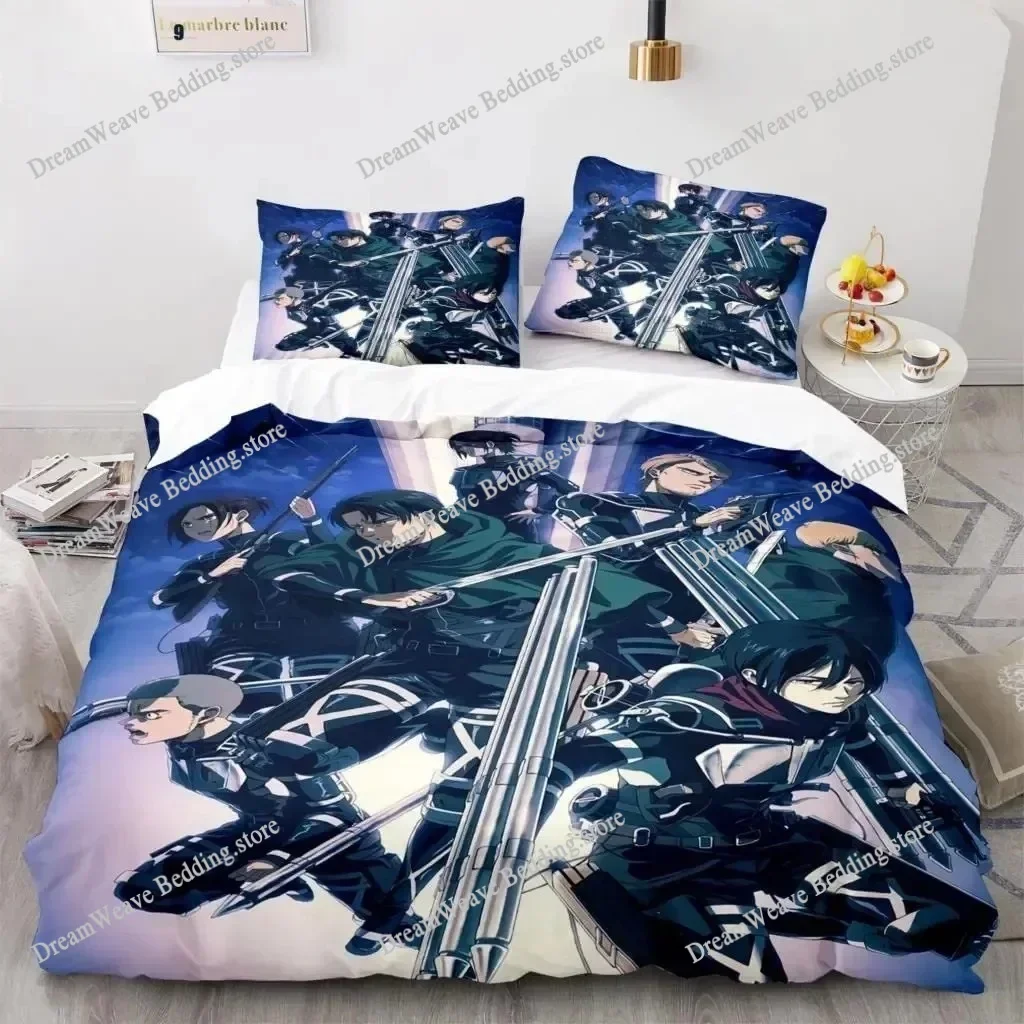 3D Printed Anime Attack on Titan Bedding Set Boys Girls Twin Queen Size Duvet Cover Pillowcase Bed Kids Adult Home Textileextile