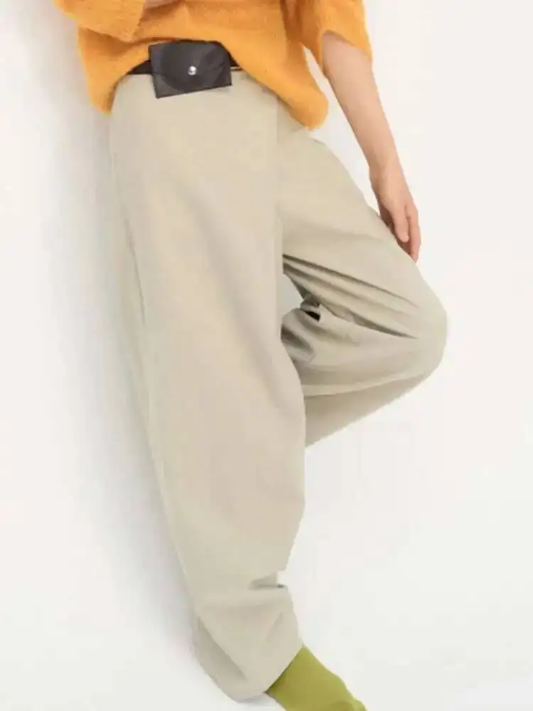 BJTZ Temperament With Solid Color 2025 Spring Female Design Sense Niche Design Floor Drag Casual Women's Pants Everyday