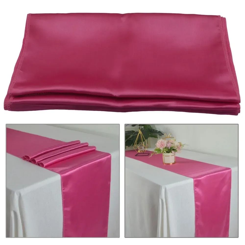 Shiny Satin Table Runner For Wedding Banquet Decoration Cloth Ribbon Table Flags Christmas Birthday Party Restaurant Table Cover