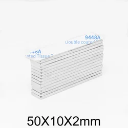 2/5/10/20/50 pz 50x10x2mm blocco sottile forte magnete in terre Rare con nastro 3M 50*10*2 magneti al neodimio rettangolari foglio 50x10x2