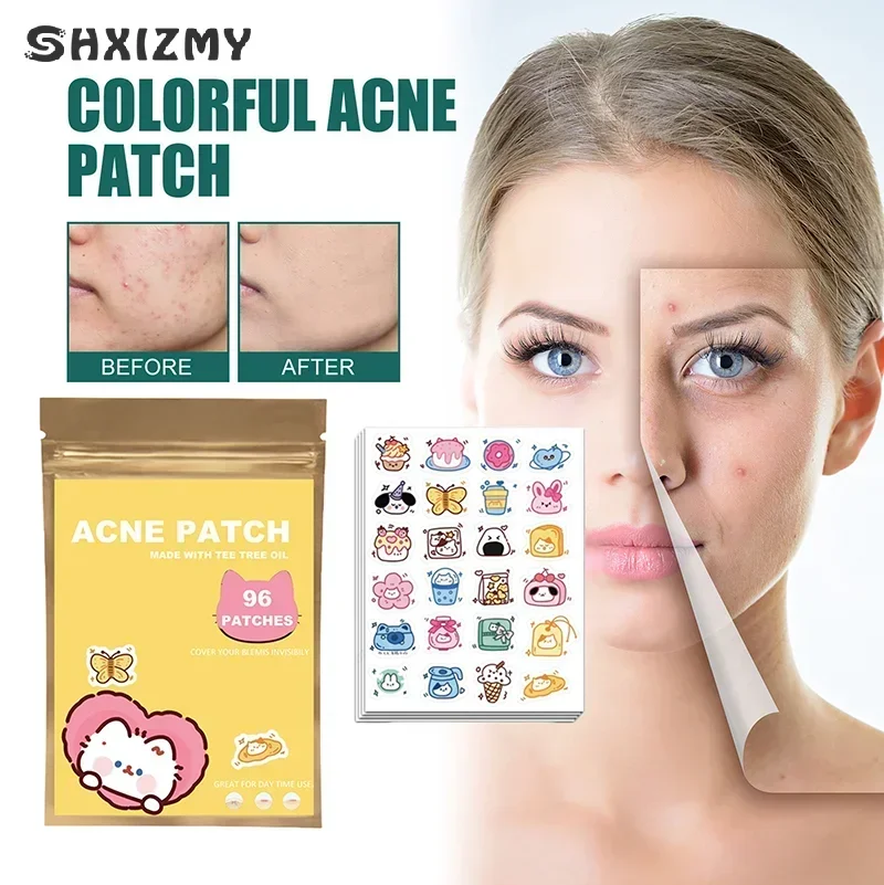 

96pcs Acne Patches Cartoon Cat Shaped Acne Treatment Sticker Invisible Acne Cover Removal Pimple Patch Skin Care