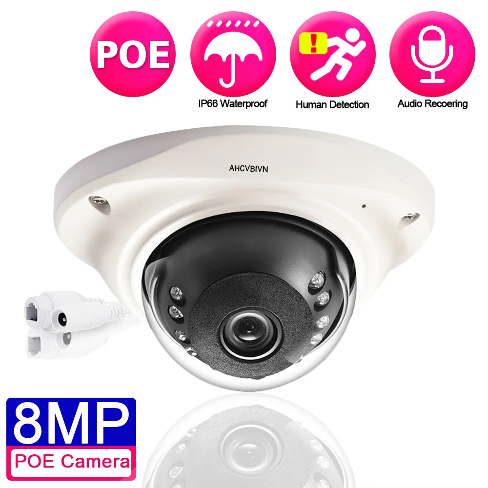 8MP 5MP IP Camera Outdoor POE Network Dome Iptv All NVR Compatible With Audio Motion Alarm CCTV Security Protectio Camera IR 40m