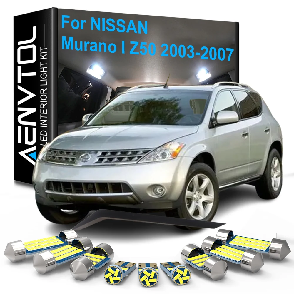 15 Stück LED-Innenbeleuchtung Canbus für Nissan Murano I Z50 2003-2007 Deckenleuchte, Kosmetikspiegel, Kofferraum, Handschuhfach, Tür, Kennzeichenbeleuchtung