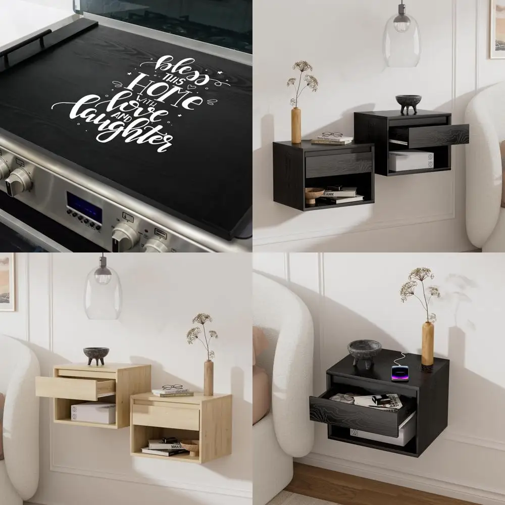 

Electric Stove Top Cover with Handles, 29.5 x 22 Inches, Noodle Cutting Board, Laminate Farmhouse Style, Gas and Electric Compat