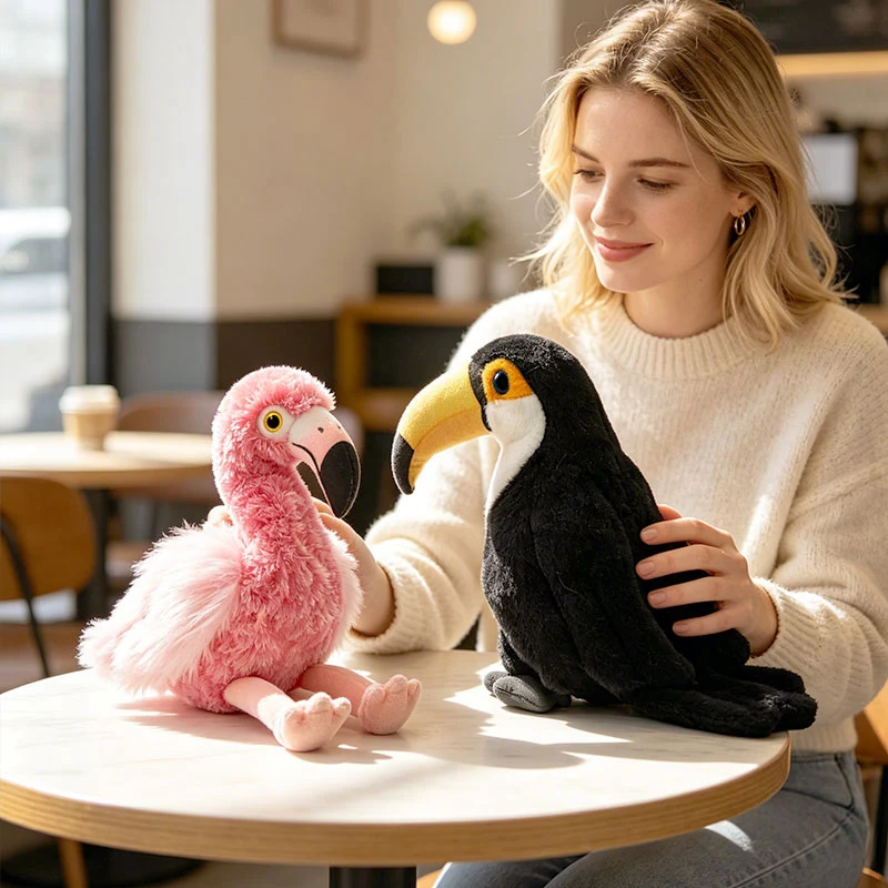 

35cm Cute Simulation Flamingo Plush Doll Toucan Bird Plush Toy Soft Stuffed Bird Animal Doll Birthday Gifts For Boys And Girls