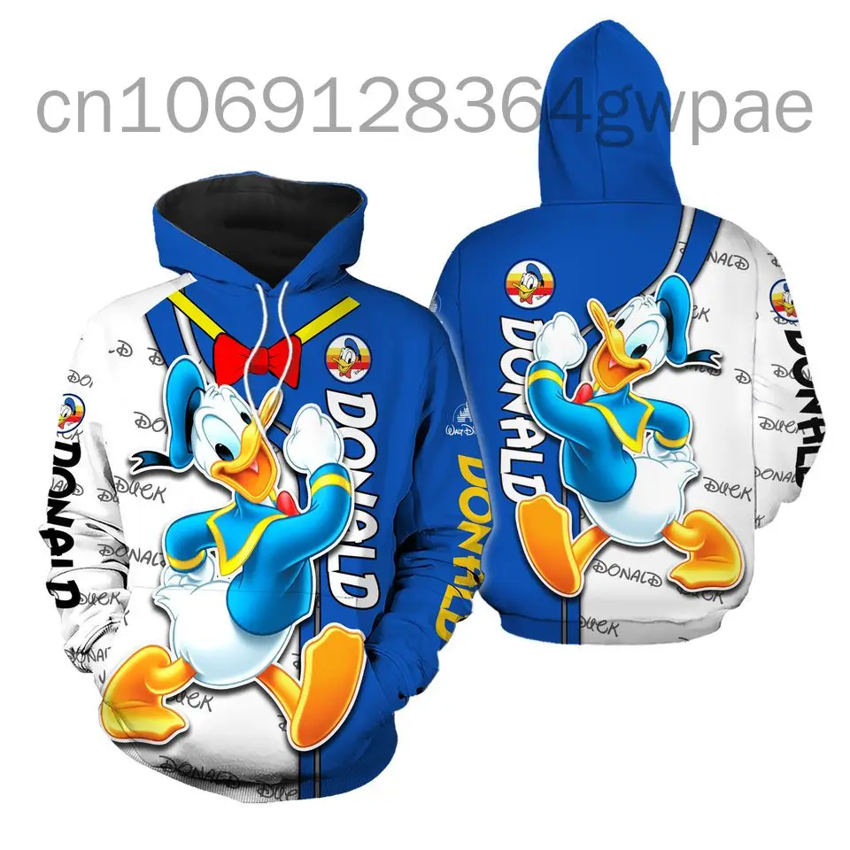 2024 Disney Donald Duck 3D Printed Hoodie Men Women Casual Sports Pullover Cartoon 3D Hoodie Fashion Oversized Streetwear