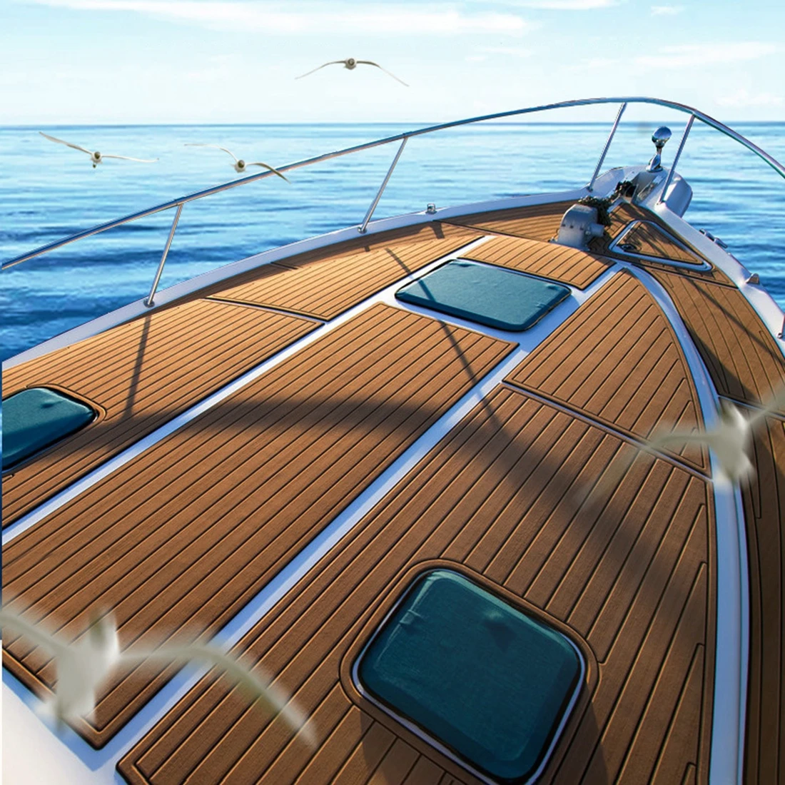 EVA Foam Boat Marine Flooring Faux Teak Boat Decking Mat 450x2400x6mm Anti Skid Yacht Flooring Mat Self Adhesive Vehicle Pad