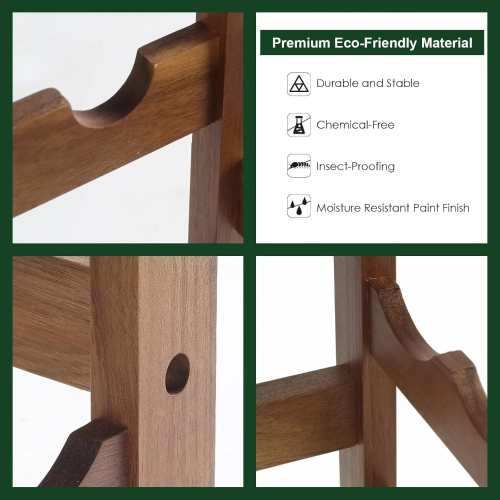 Wooden Wine Rack, 7 Tire Floor Wine Storage Rack, 28 Bottles Holder, Free Standing Display Rack for Kitchen, Pantry, Cellar, Na