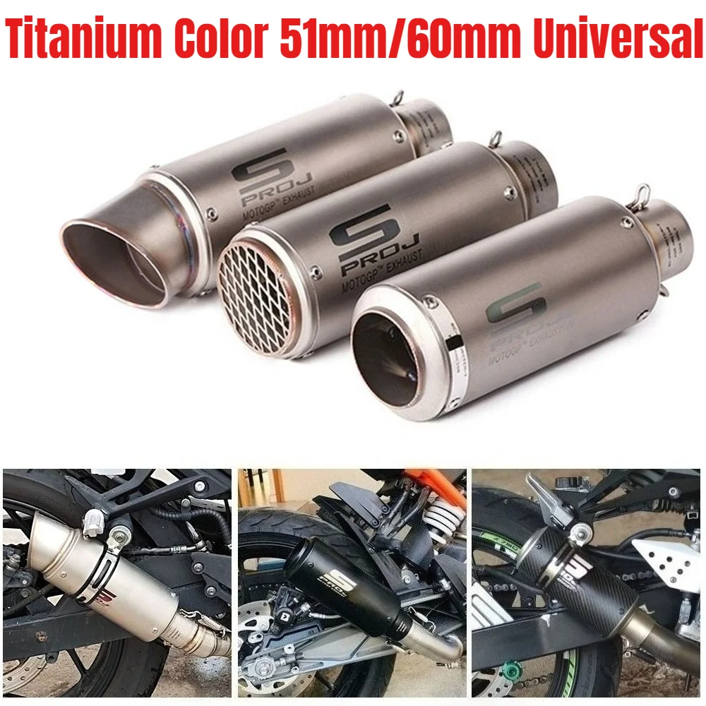 أنبوب عادم SC معدل 51 مم/60 مم لـ R3، GY6، R1، GSX، R125، MT07، Z125، Z250 مع أنبوب عادم DB Killer المعدل