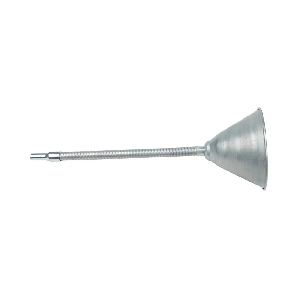 Workshop Oil Funnel Constructed from Heavy-Duty Iron with Strainer Screen and Bendable Spout for Controlled Liquid Transfer