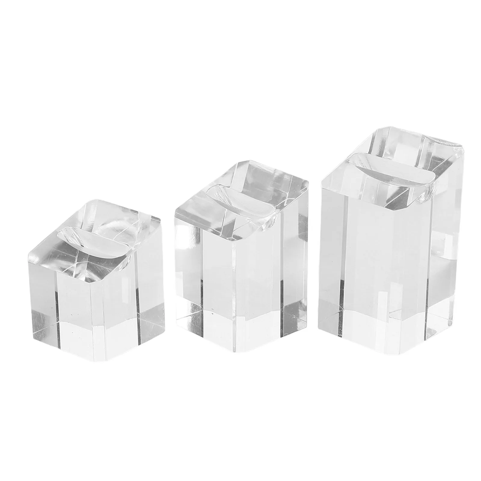 3 قطعة حامل عرض خاتم أكريليك حامل مجوهرات مائل شفاف تصميم عصري أنيق لمعارض المتجر تصوير المجوهرات #6