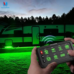 MICTUNING 12V 24V 8/12 Gangs Switch Panel, Wireless Cordless, Adjustable RGB Colors Brightness for Car Off-Road Truck SUV RV