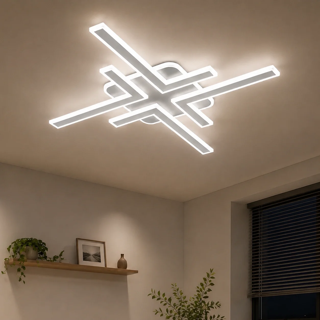Modern LED Ceiling Lights with 3-Color Geometric L-Shaped Embedded Recessed Lighting Fixtures, Suitable for Use in Living Rooms, Bedrooms, Dining Rooms, Offices, and Other Spaces.