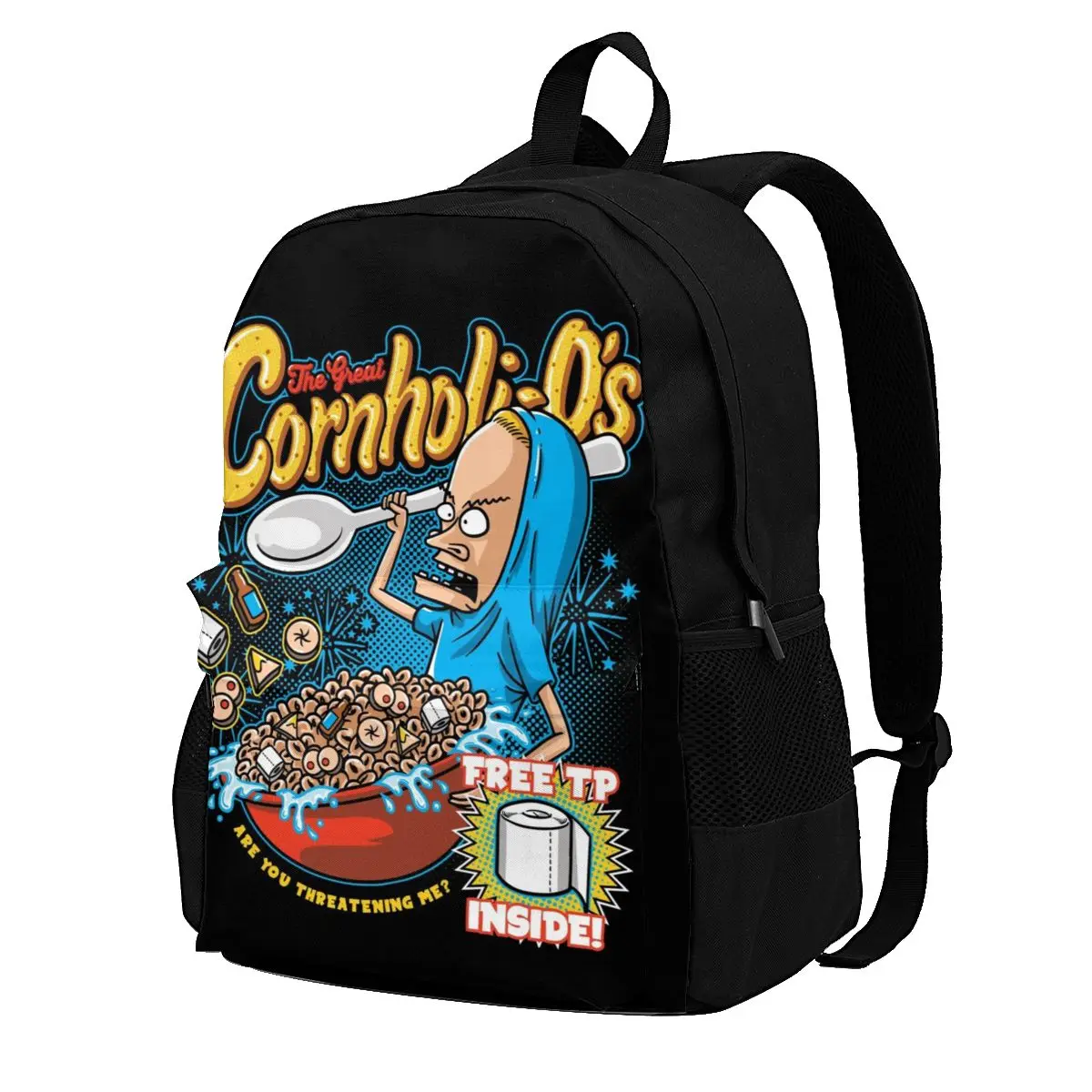 

Cornholi Os Beavis And Butthead Backpacks Cartoon Polyester Camping Male Backpack Breathable Charm Bags