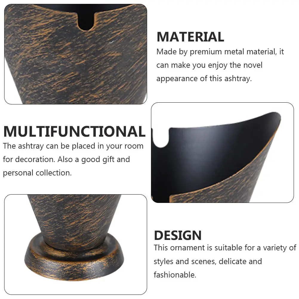 

1pc Iron Metal Ashtray Creative Retro Design Fashion Desktop Ornament Smoke Ash Container For Home Decor Stylish Gift Coffee
