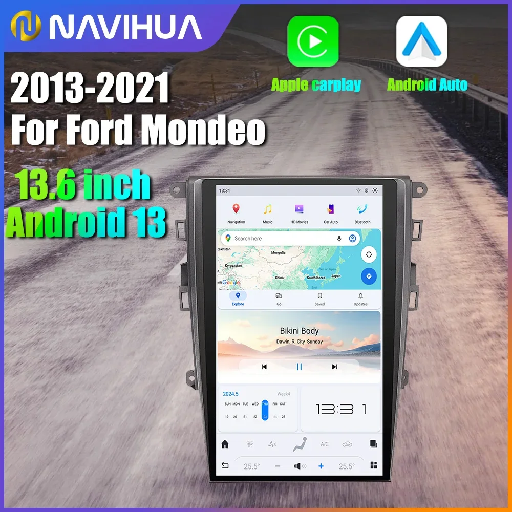 

NaviHua For Ford Mondeo Fusion 2013 2021 Multimedia Car Player 14.4" Tesla Screen Auto Radio Navigation Carplay Headunit Monitor