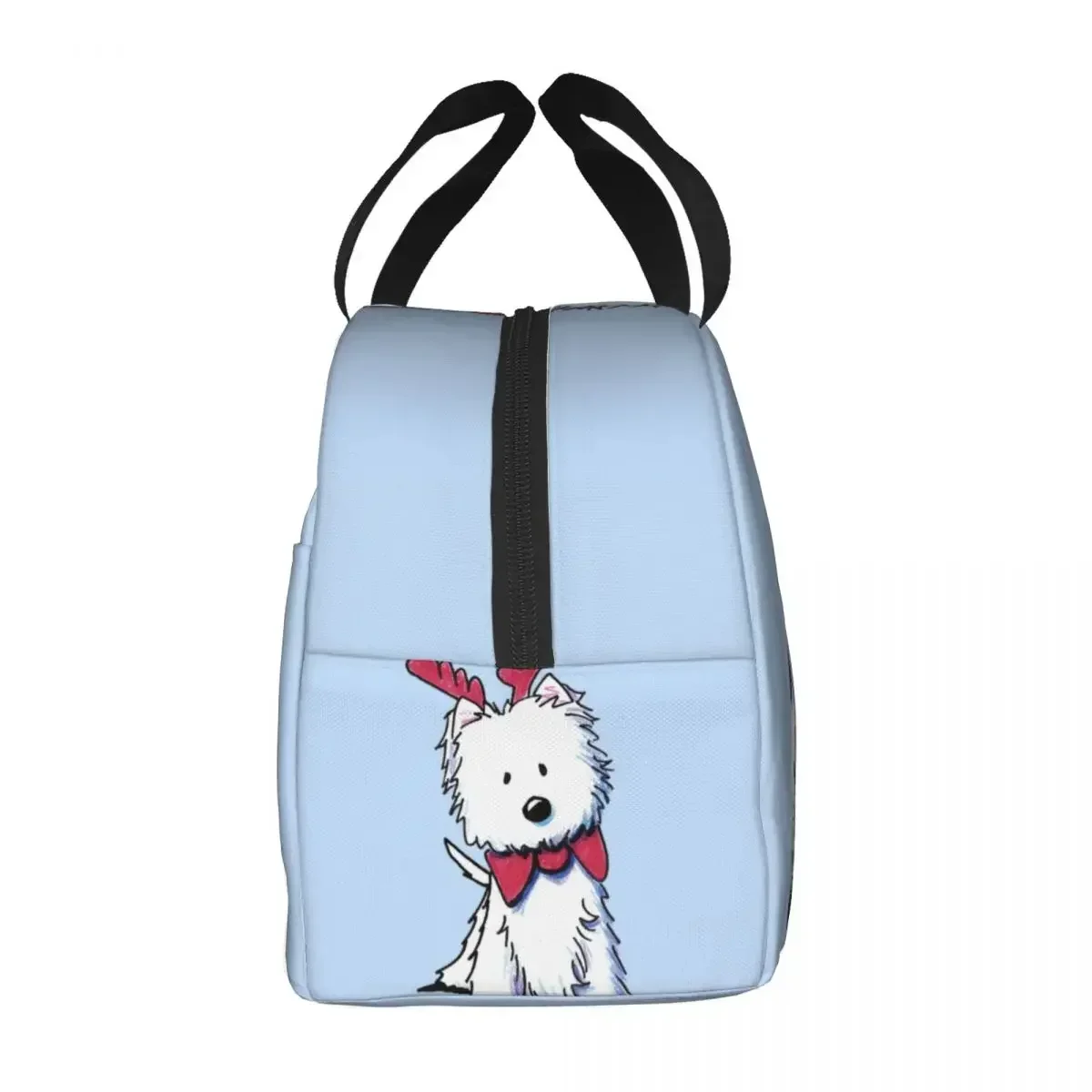 Cartoon White Westie Dog Portable Lunch Box West Highland White Terrier Puppy Thermal Cooler Food Insulated Lunch Bag Kids
