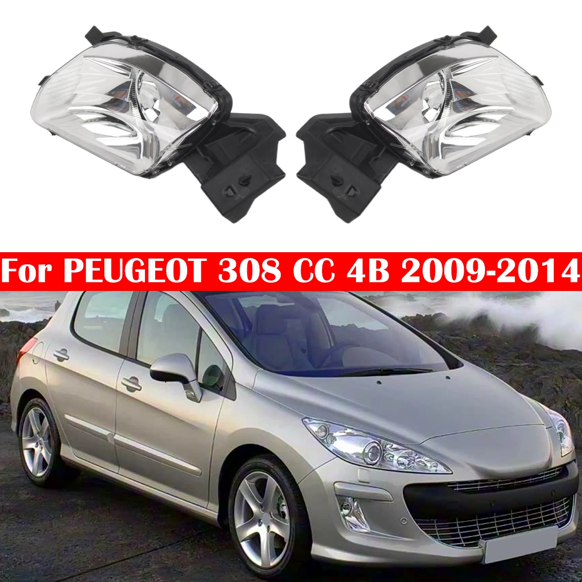 

No Bulb Fog Light LH/ RH Fog Lights Driving Lamps Cover LED Day Light 9674041680 9674041580 For Peugeot 308 308CC 308SW 07-14