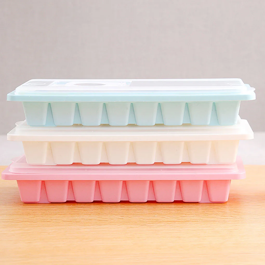 16 Grids Ice Cube Tray Cool Freeze Mold Maker with Cover Household Plastic Ice Block Mould