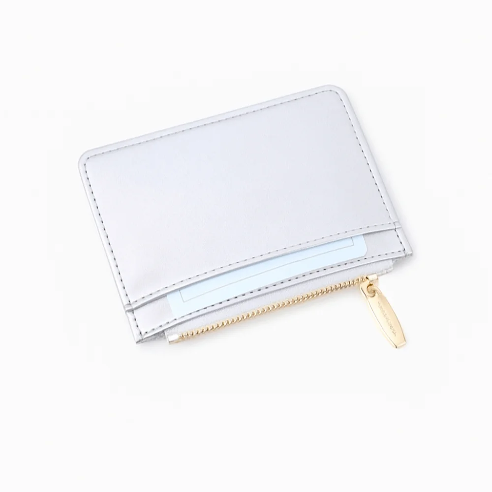 Dompet Pendek Warna Solid Sederhana Gaya Korea Tas Kartu Ultra Tipis Clutch Multi Slot Tempat Kartu Kulit PU untuk Perjalanan