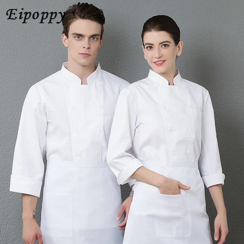 White Chef Clothing Men's High-End Dining Restaurant Kitchen Baker