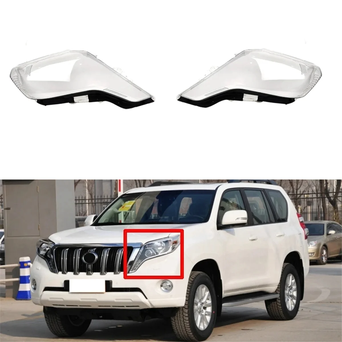 Right Car Headlight Lens Cover Head Light Lamp Lampshade Front Light Shell for Toyota Prado 2014 2015 2016