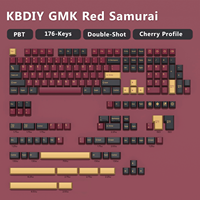 KBDiy GMK Keycap Double Shot Cherry Profile PBT GMK Red Samurai Keycaps for Mechanical Keyboard ISO  176 Keys/Set for GMK67 K500