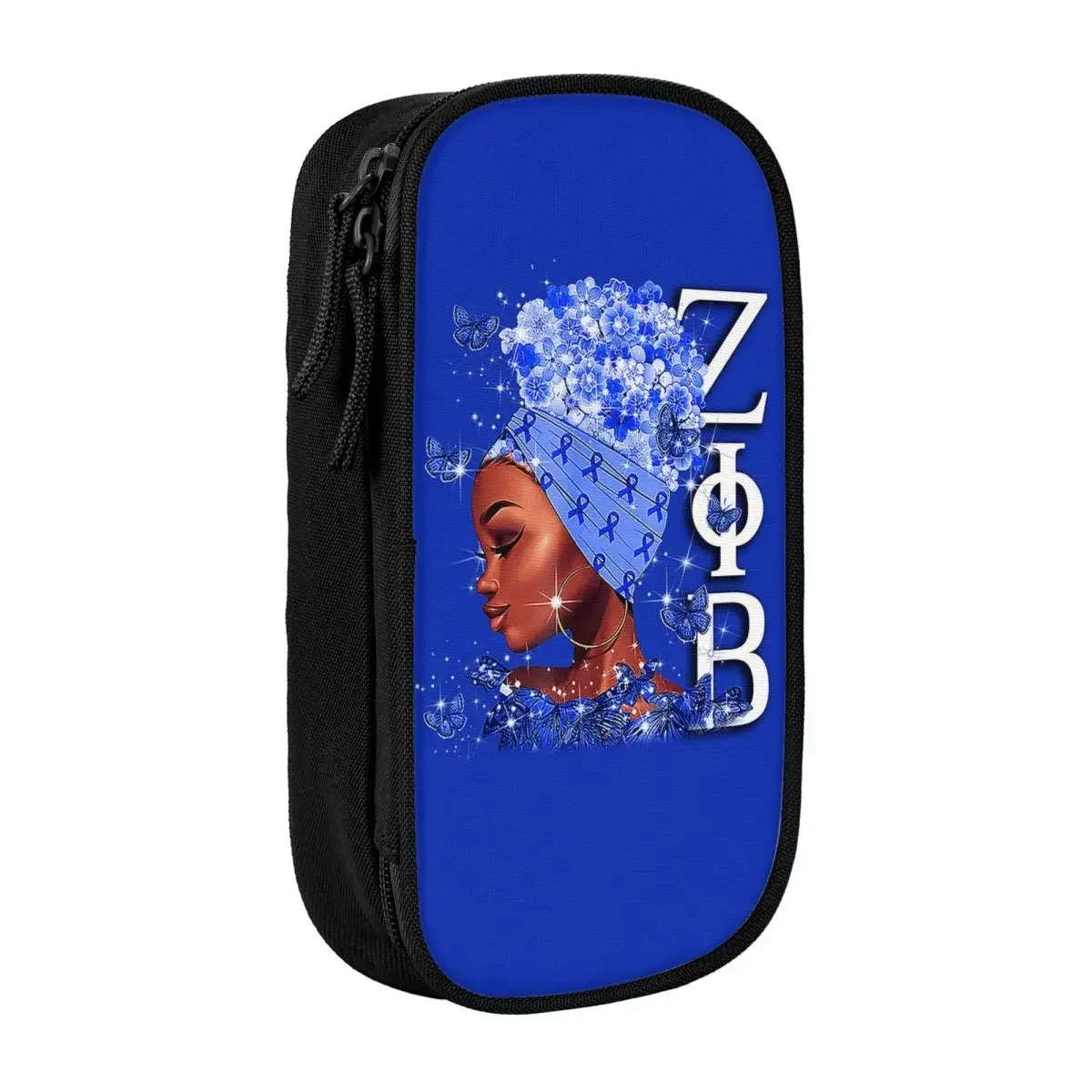 Kawaii Zeta Phi Beta Woman Pencil Case for Boys Gilrs Custom ZOB Greek Letter 1920 Large Storage Pen Bag Box Stationery