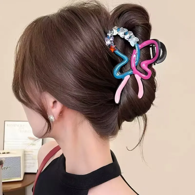 إكسسوارات شعر من حجر الراين بمشبك فراشة ملون عالي الجودة للنساء #5