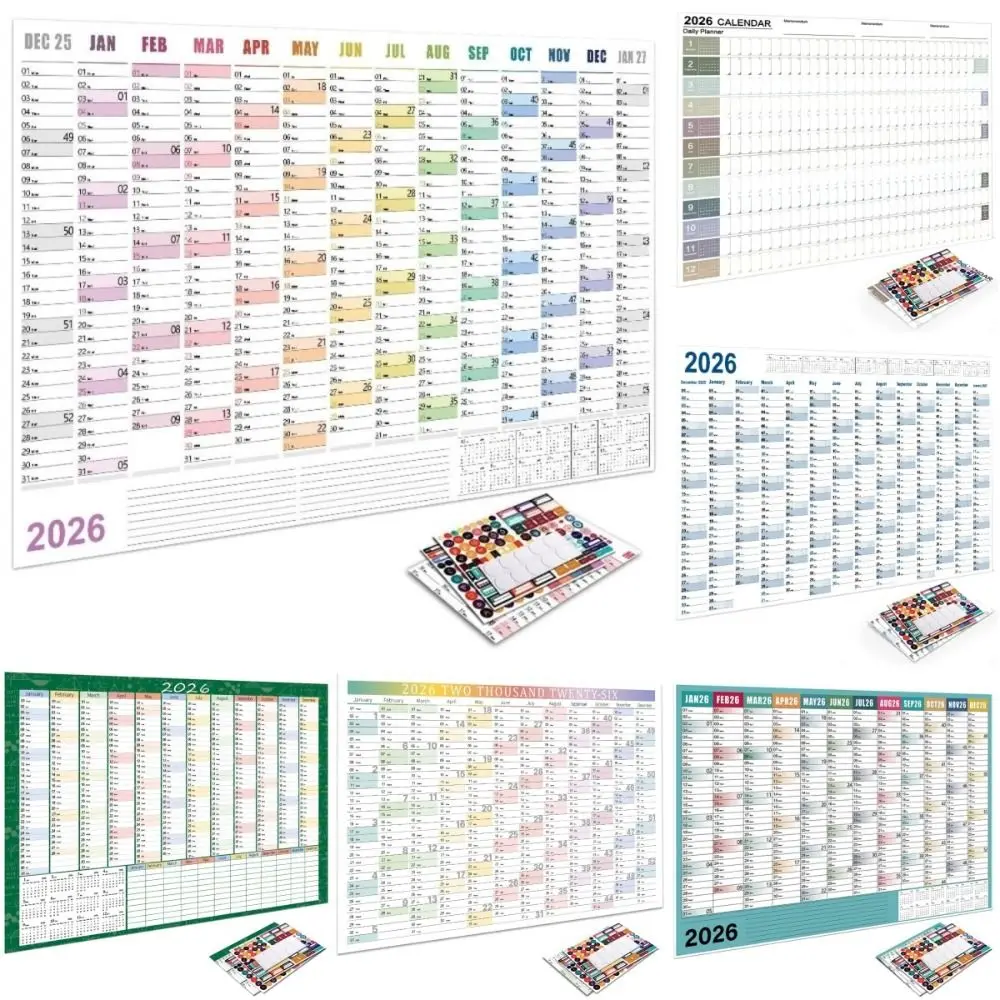 

New 12 Month Wall Calendar 2026 30x20 in with Label Stickers Wall Planner Non Laminated Wall Mount Annual Planner Office Use