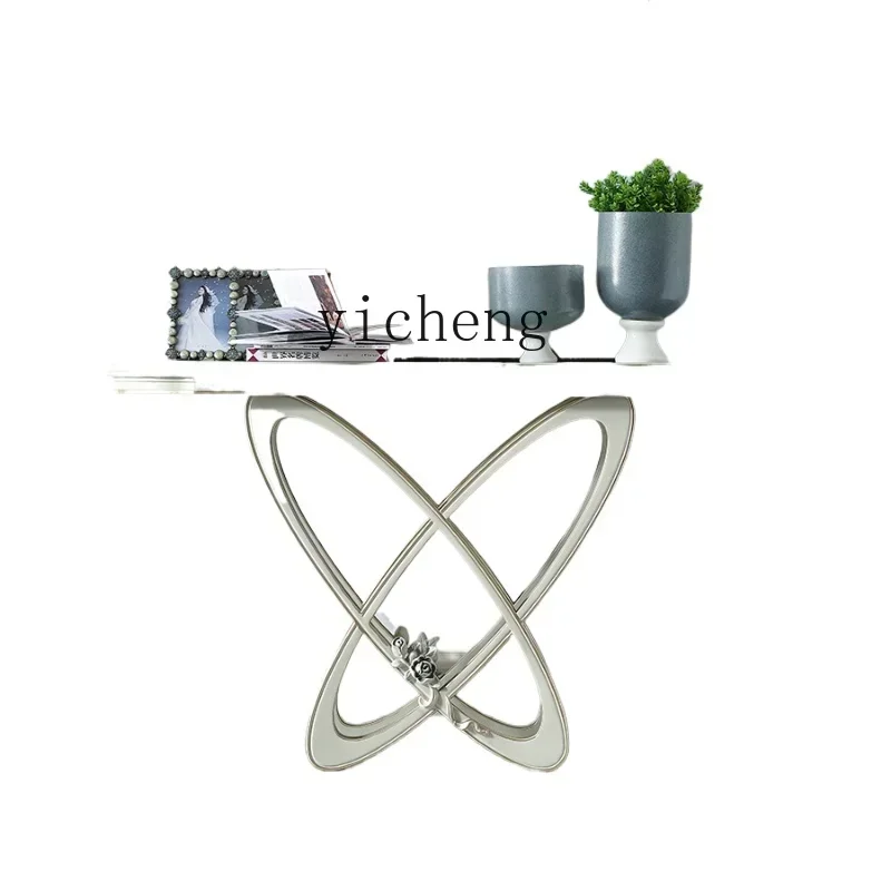 

Light Luxury Home Solid Wood Entrance Ttable Villa large flat floor entrance door against the wall entrance table