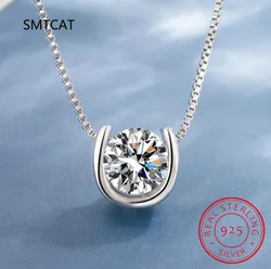 Horseshoe Necklace for Women 925 Sterling Silver D Color Moissanite Lucky Horseshoe Necklace Good Luck Pendant Necklace MSN028