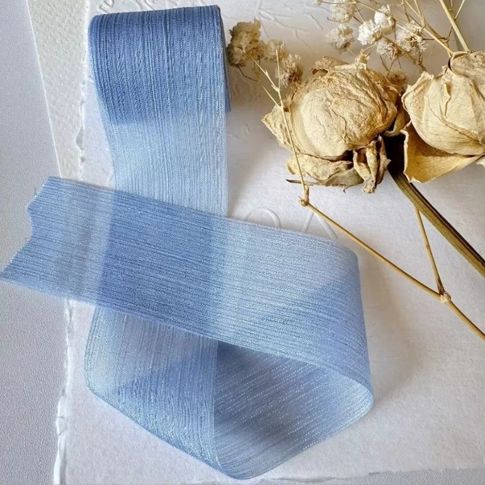 4cm 5m Silk Sparkle Ribbon Chiffon Ruffle Mesh Gift Wrap Ribbons Floral Craft Decoration Sheer Organza Trim DIY Apparel Ribbons